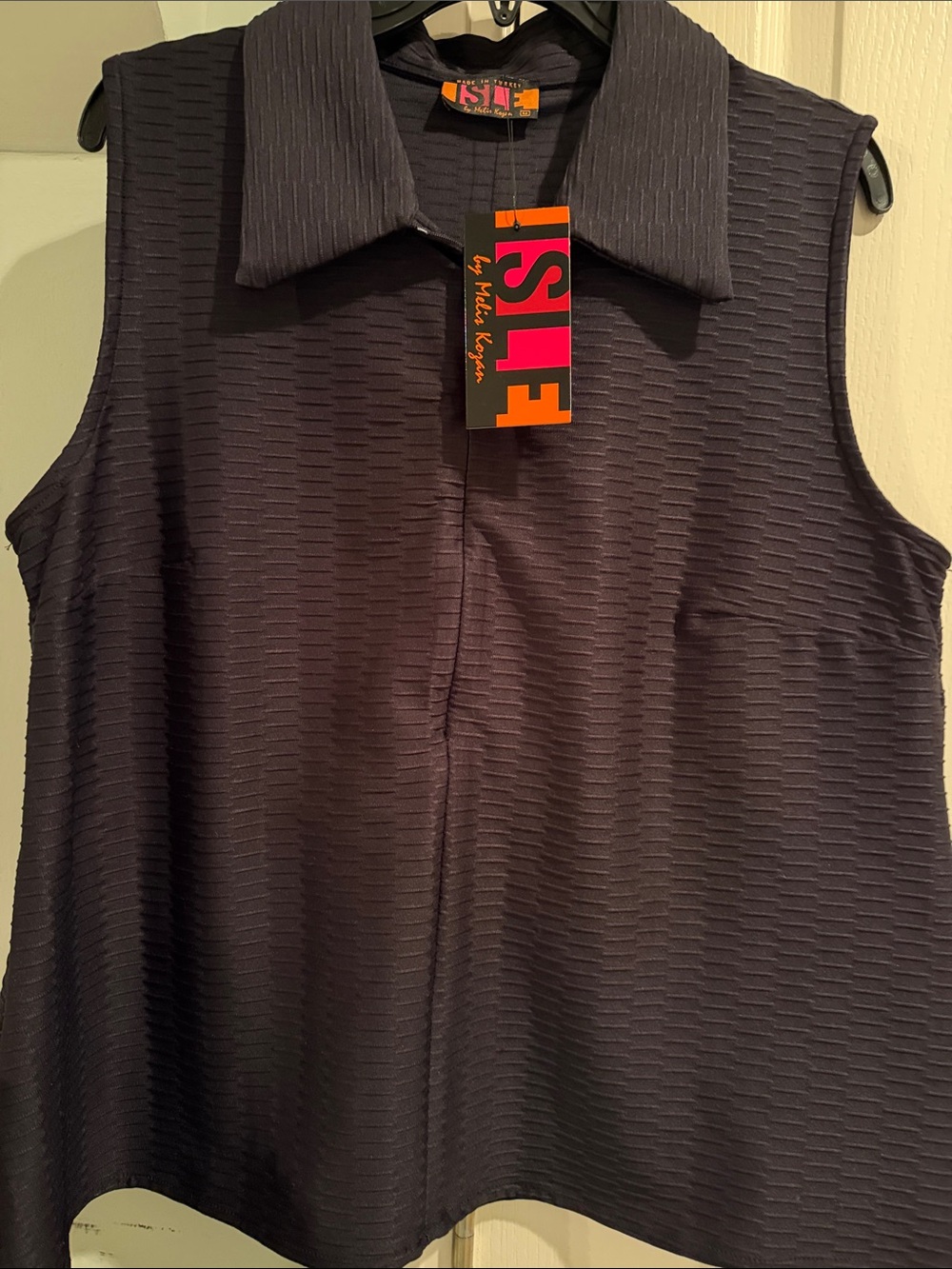 ISLE Sleeveless Collared Tank Top in black